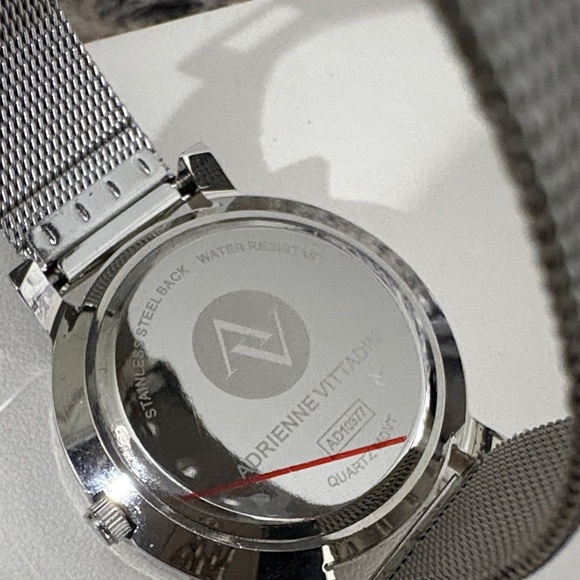 New! Adrienne Vittadini Silver Crystal-Embellished Watch, Water Resistant